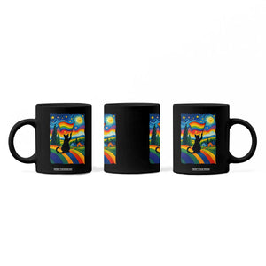 Whimsical Black Cat Pride Flag Coffee Mug Colorful LGBTQ Rainbow TS02 Print Your Wear