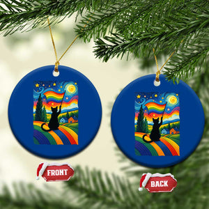 Whimsical Black Cat Pride Flag Ceramic Ornament Colorful LGBTQ Rainbow TS02 1pc Blue Print Your Wear