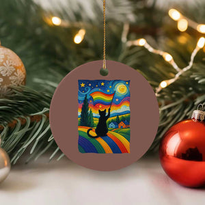Whimsical Black Cat Pride Flag Ceramic Ornament Colorful LGBTQ Rainbow TS02 1pc Mocha Print Your Wear