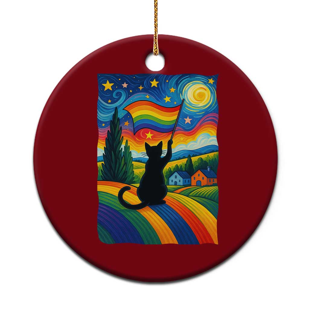 Whimsical Black Cat Pride Flag Ceramic Ornament Colorful LGBTQ Rainbow TS02 1pc Red Print Your Wear