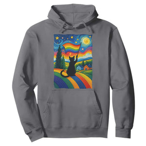 Whimsical Black Cat Pride Flag Hoodie Colorful LGBTQ Rainbow TS02 Charcoal Print Your Wear