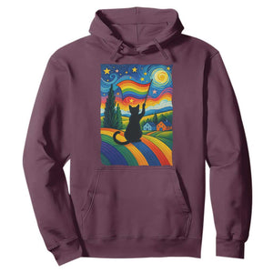 Whimsical Black Cat Pride Flag Hoodie Colorful LGBTQ Rainbow TS02 Maroon Print Your Wear