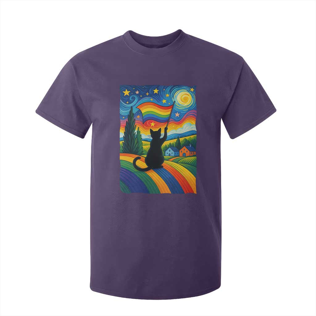 Whimsical Black Cat Pride Flag T Shirt For Kid Colorful LGBTQ Rainbow TS02 Purple Print Your Wear