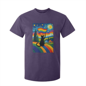 Whimsical Black Cat Pride Flag T Shirt For Kid Colorful LGBTQ Rainbow TS02 Purple Print Your Wear