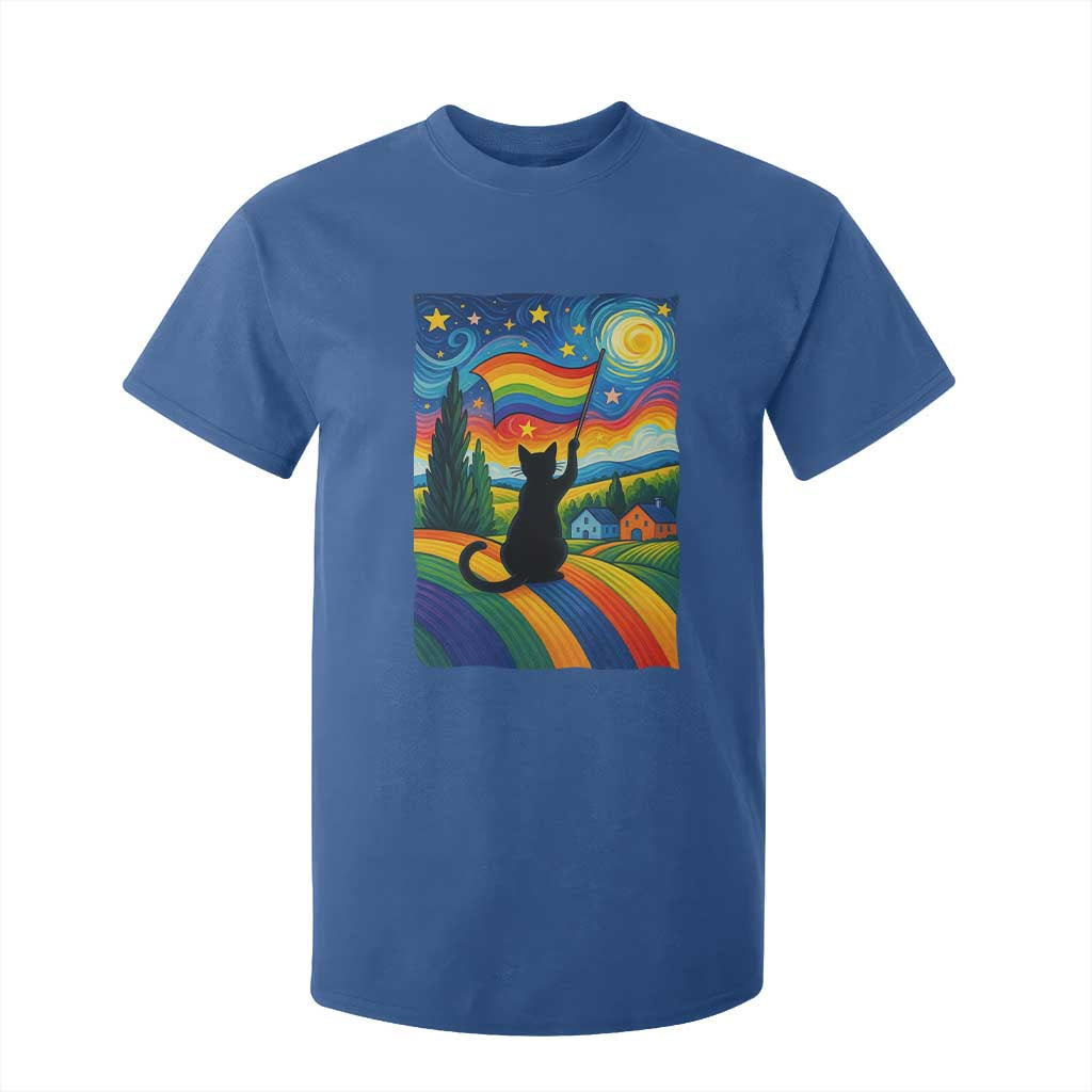 Whimsical Black Cat Pride Flag T Shirt For Kid Colorful LGBTQ Rainbow TS02 Royal Blue Print Your Wear