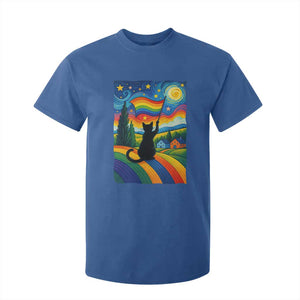 Whimsical Black Cat Pride Flag T Shirt For Kid Colorful LGBTQ Rainbow TS02 Royal Blue Print Your Wear