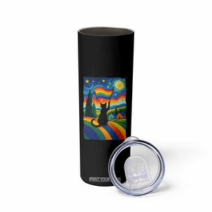 Whimsical Black Cat Pride Flag Skinny Tumbler Colorful LGBTQ Rainbow TS02 Print Your Wear