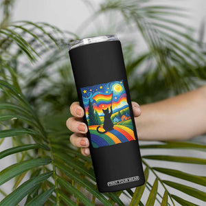 Whimsical Black Cat Pride Flag Skinny Tumbler Colorful LGBTQ Rainbow TS02 Print Your Wear