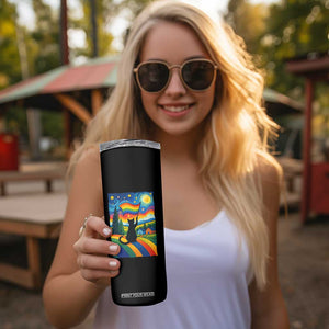 Whimsical Black Cat Pride Flag Skinny Tumbler Colorful LGBTQ Rainbow TS02 Print Your Wear
