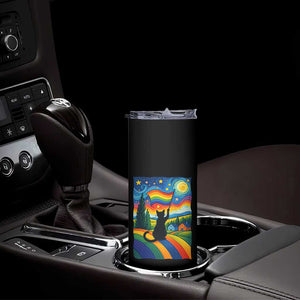 Whimsical Black Cat Pride Flag Skinny Tumbler Colorful LGBTQ Rainbow TS02 Print Your Wear