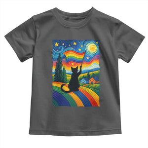 Whimsical Black Cat Pride Flag Toddler T Shirt Colorful LGBTQ Rainbow TS02 Dark Heather Print Your Wear
