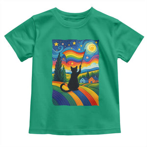 Whimsical Black Cat Pride Flag Toddler T Shirt Colorful LGBTQ Rainbow TS02 Irish Green Print Your Wear