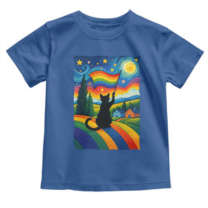 Whimsical Black Cat Pride Flag Toddler T Shirt Colorful LGBTQ Rainbow TS02 Royal Blue Print Your Wear