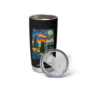 Whimsical Black Cat Pride Flag Tumbler Cup Colorful LGBTQ Rainbow TS02 Print Your Wear