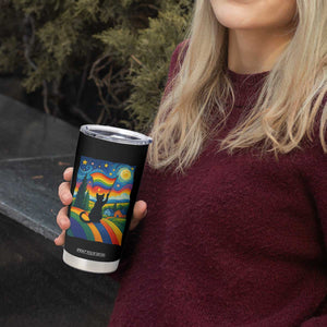 Whimsical Black Cat Pride Flag Tumbler Cup Colorful LGBTQ Rainbow TS02 Print Your Wear