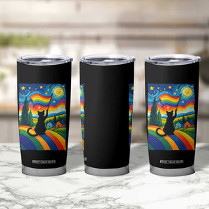 Whimsical Black Cat Pride Flag Tumbler Cup Colorful LGBTQ Rainbow TS02 Print Your Wear