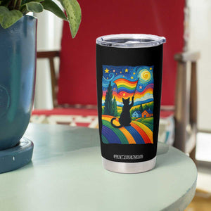 Whimsical Black Cat Pride Flag Tumbler Cup Colorful LGBTQ Rainbow TS02 Print Your Wear