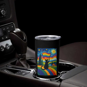 Whimsical Black Cat Pride Flag Tumbler Cup Colorful LGBTQ Rainbow TS02 Print Your Wear