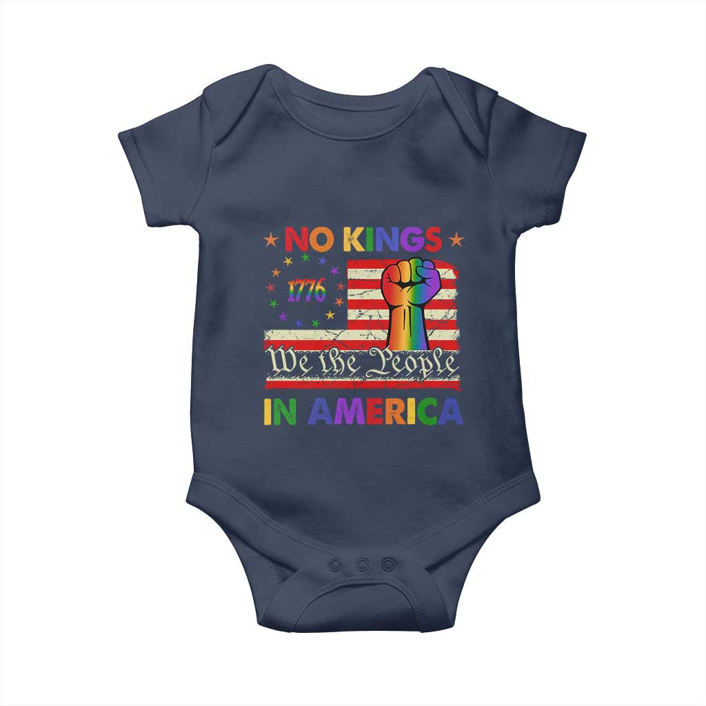 No Kings In America Rainbow Flag Baby Onesie TS02 Navy Print Your Wear