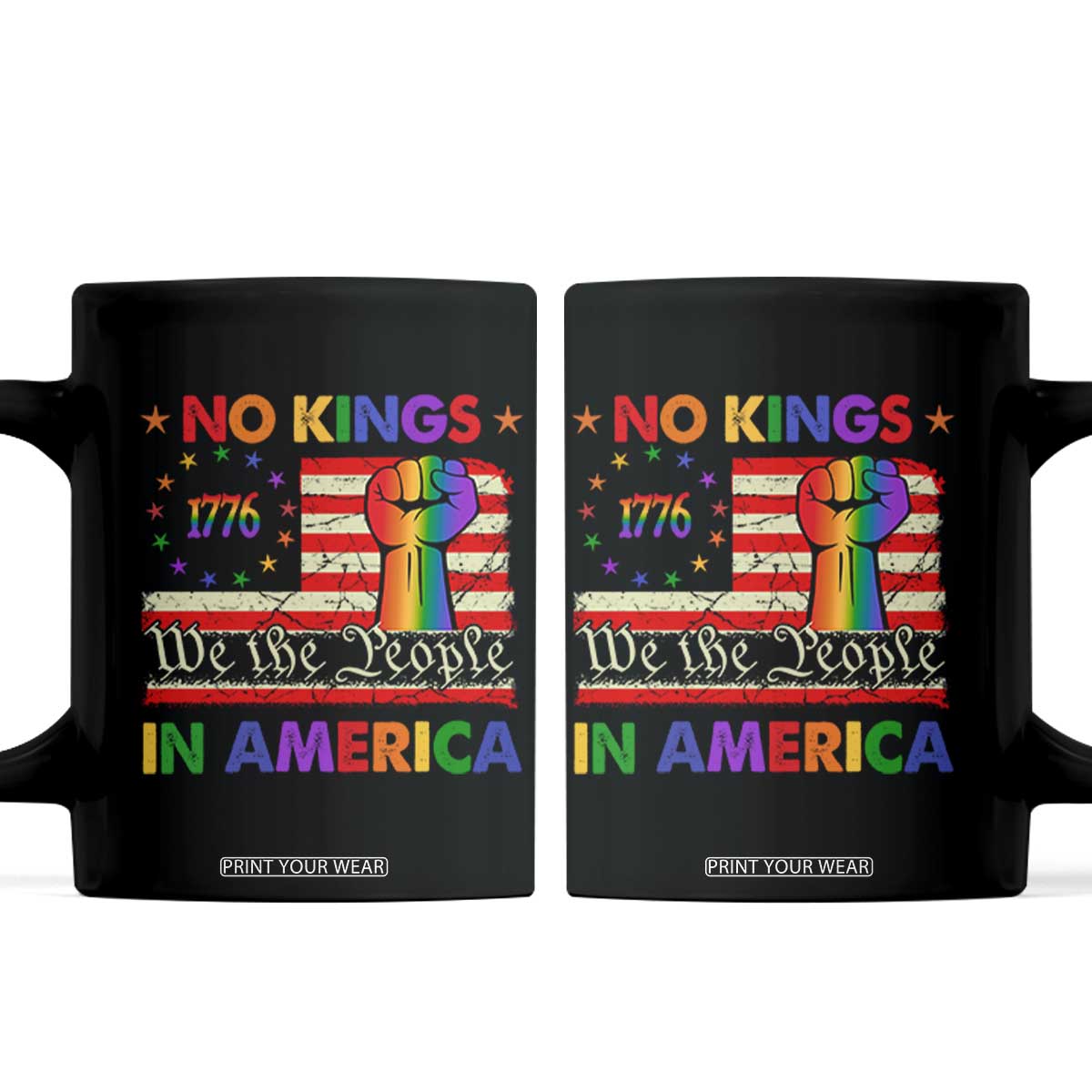 No Kings In America Rainbow Flag Coffee Mug TS02 Black Print Your Wear