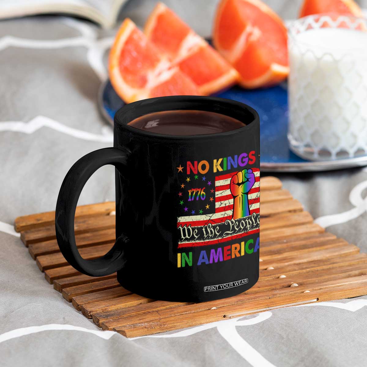 No Kings In America Rainbow Flag Coffee Mug TS02 Print Your Wear