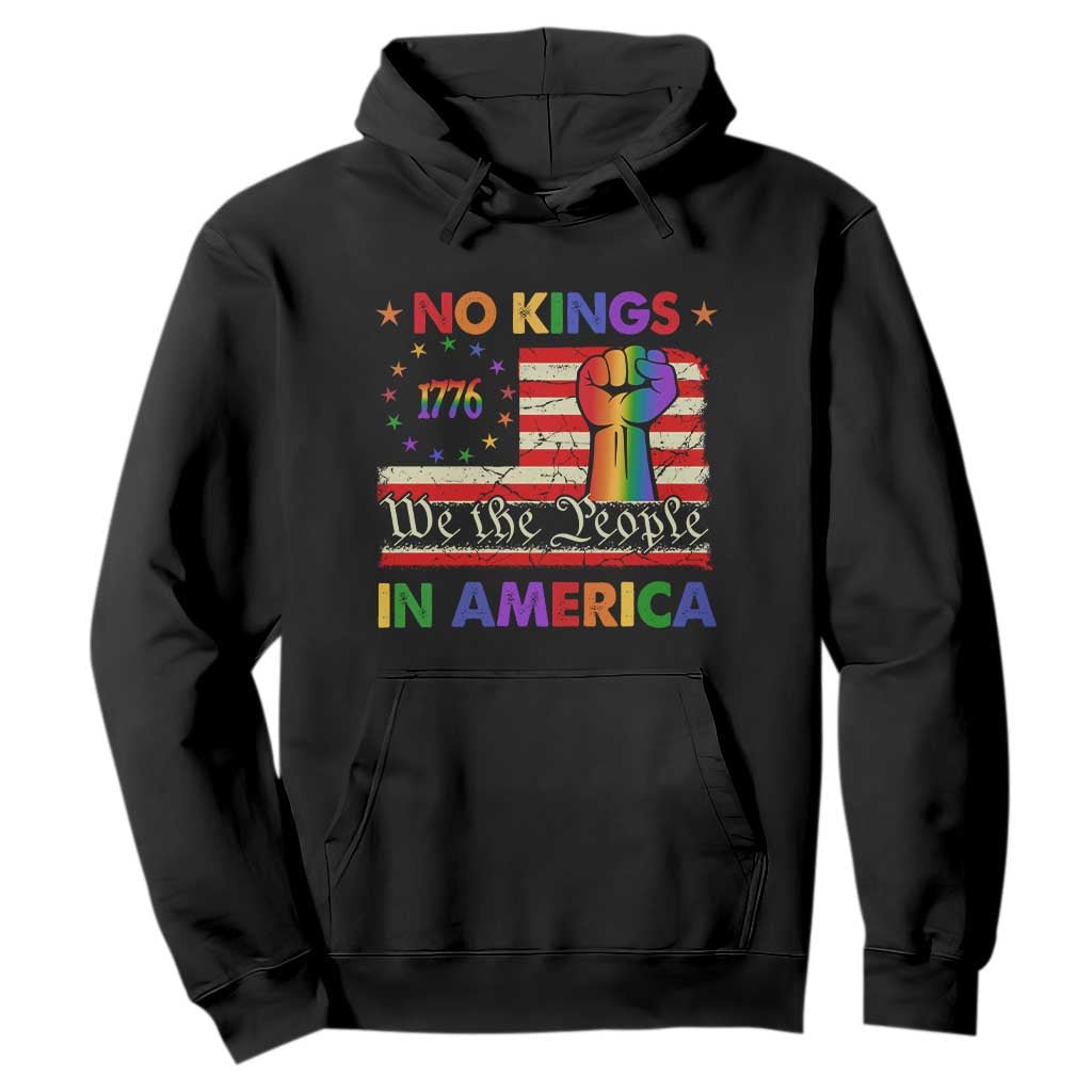 No Kings In America Rainbow Flag Hoodie TS02 Black Print Your Wear