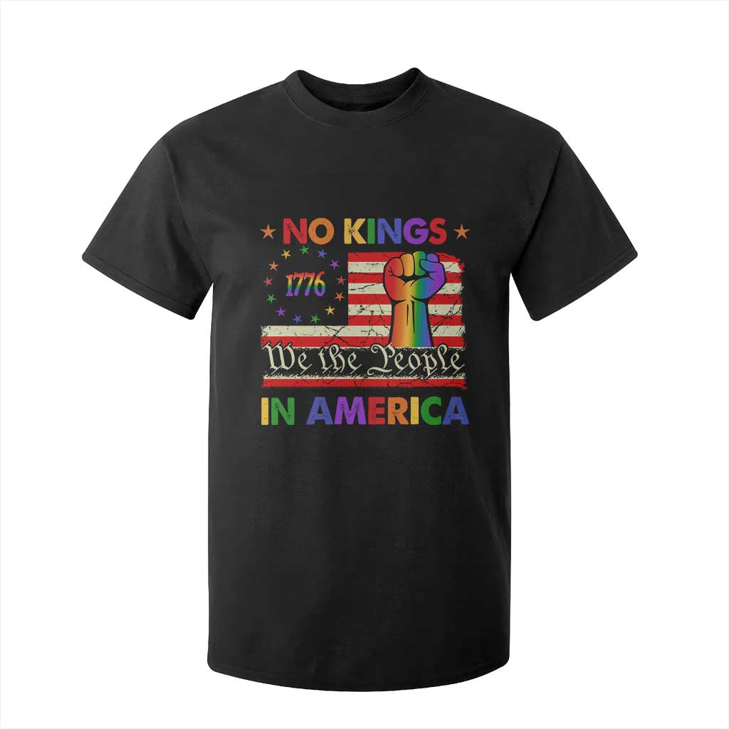 No Kings In America Rainbow Flag T Shirt For Kid TS02 Black Print Your Wear