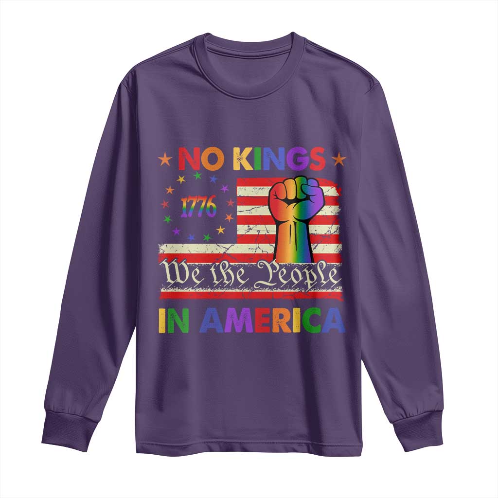 No Kings In America Rainbow Flag Long Sleeve Shirt TS02 Purple Print Your Wear