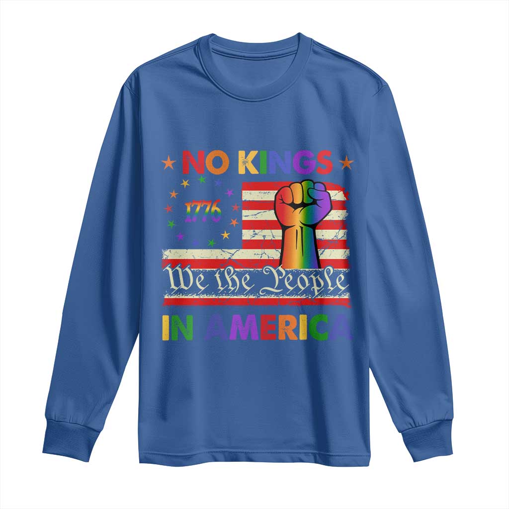 No Kings In America Rainbow Flag Long Sleeve Shirt TS02 Royal Blue Print Your Wear