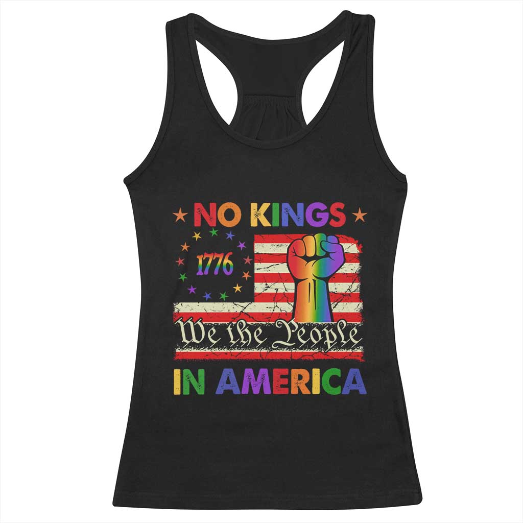 No Kings In America Rainbow Flag Racerback Tank Top TS02 Black Print Your Wear