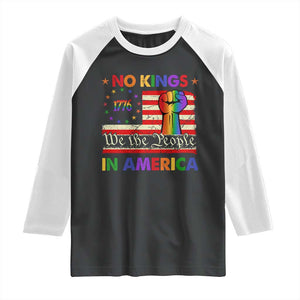 No Kings In America Rainbow Flag Raglan Shirt TS02 Black White Print Your Wear