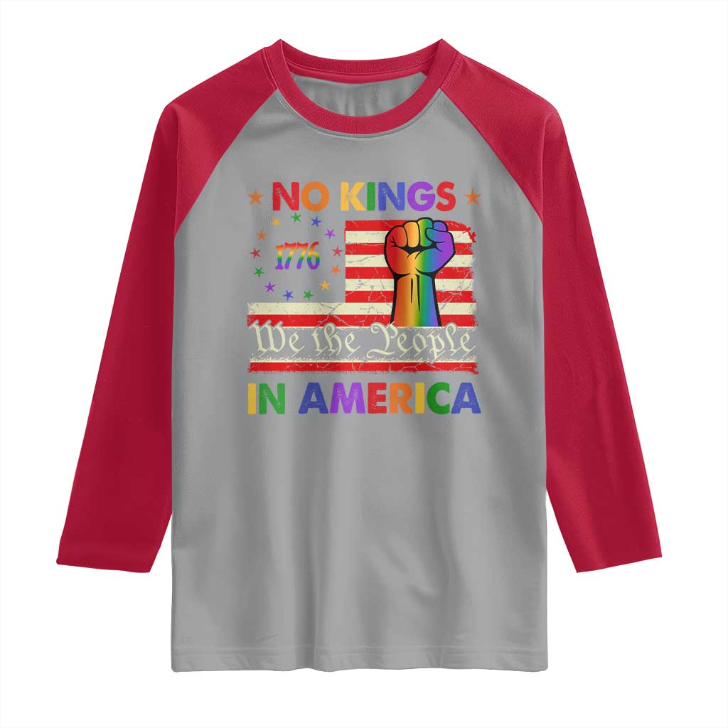 No Kings In America Rainbow Flag Raglan Shirt TS02 Sport Gray Red Print Your Wear