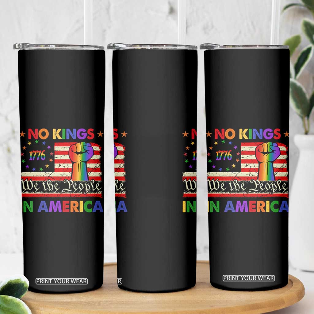No Kings In America Rainbow Flag Skinny Tumbler TS02 Print Your Wear