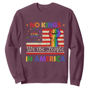 No Kings In America Rainbow Flag Sweatshirt TS02 Maroon Print Your Wear
