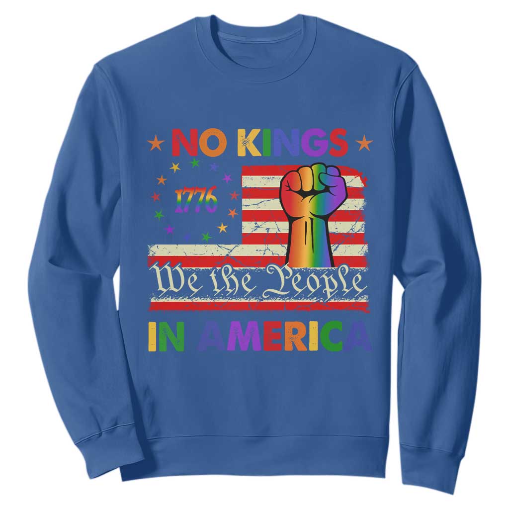 No Kings In America Rainbow Flag Sweatshirt TS02 Royal Blue Print Your Wear