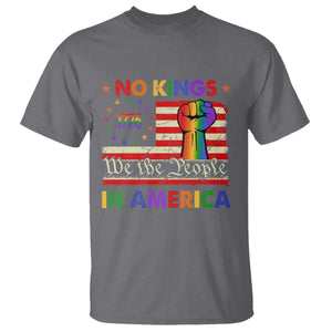No Kings In America Rainbow Flag T Shirt TS02 Charcoal Print Your Wear