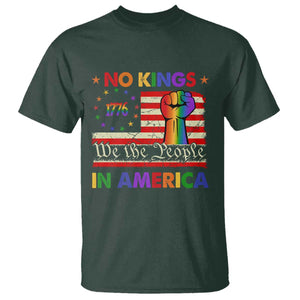 No Kings In America Rainbow Flag T Shirt TS02 Dark Forest Green Print Your Wear