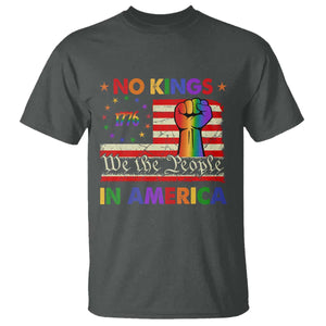 No Kings In America Rainbow Flag T Shirt TS02 Dark Heather Print Your Wear