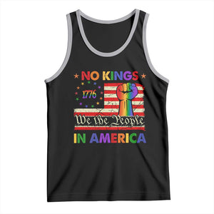 No Kings In America Rainbow Flag Tank Top TS02 Black Athletic Heather Print Your Wear