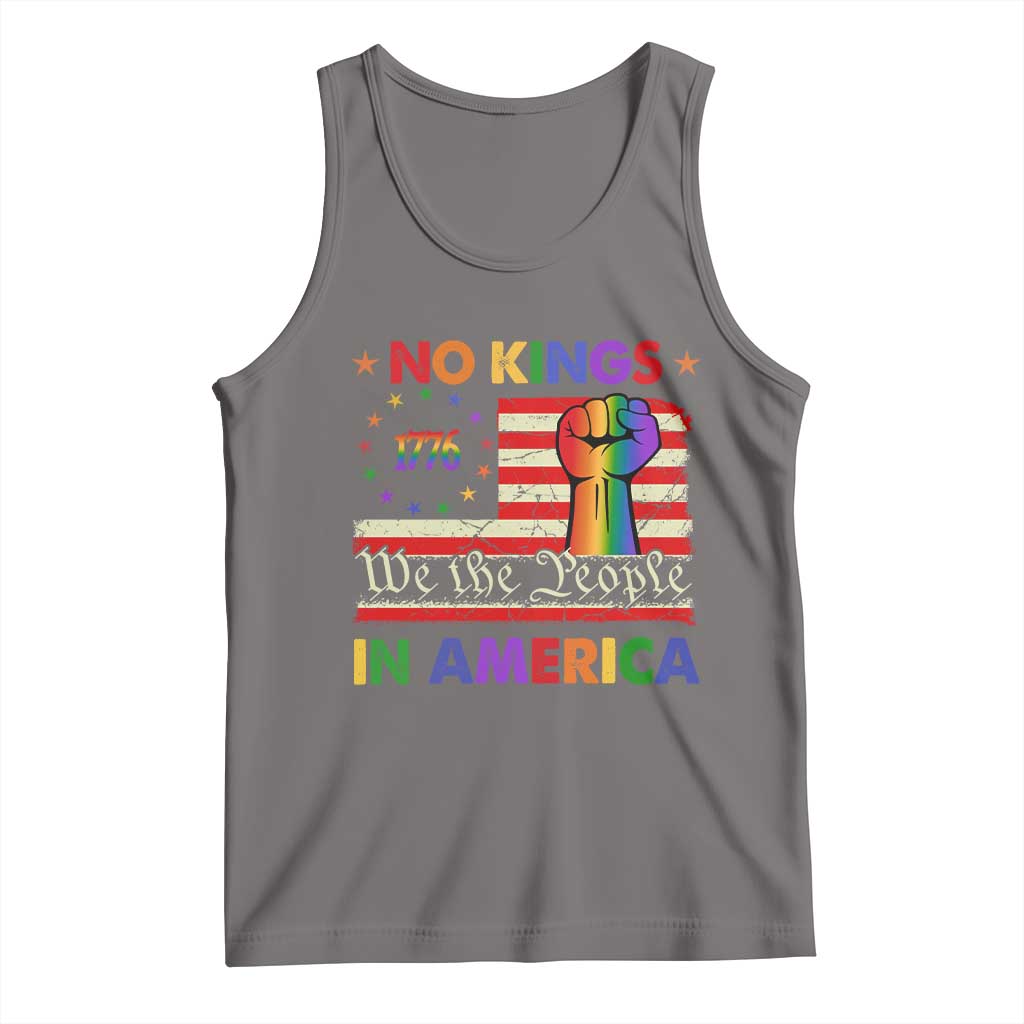 No Kings In America Rainbow Flag Tank Top TS02 Deep Heather Print Your Wear