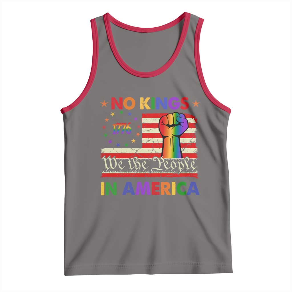 No Kings In America Rainbow Flag Tank Top TS02 Deep Heather Red Print Your Wear