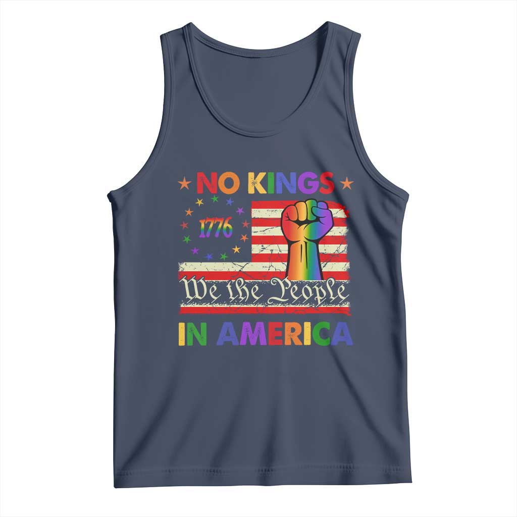 No Kings In America Rainbow Flag Tank Top TS02 Navy Print Your Wear
