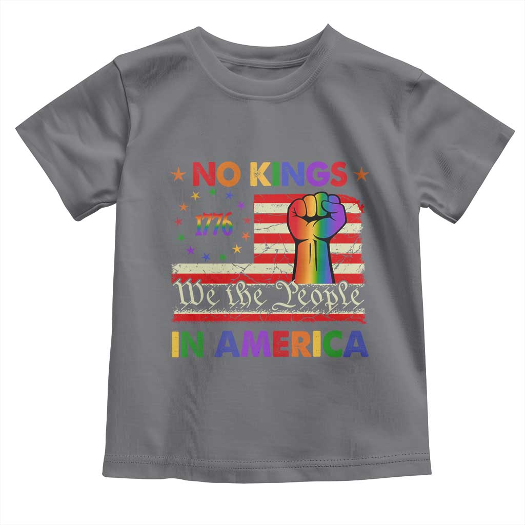 No Kings In America Rainbow Flag Toddler T Shirt TS02 Charcoal Print Your Wear