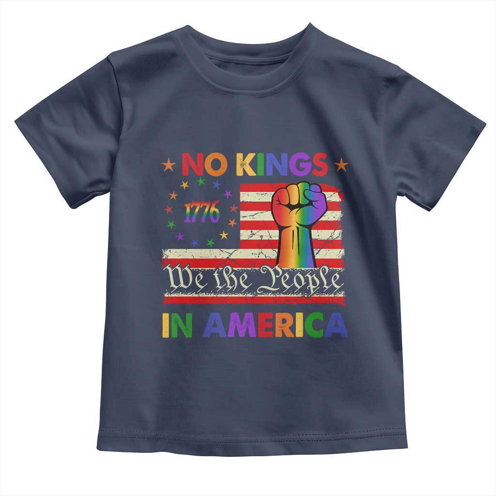 No Kings In America Rainbow Flag Toddler T Shirt TS02 Navy Print Your Wear
