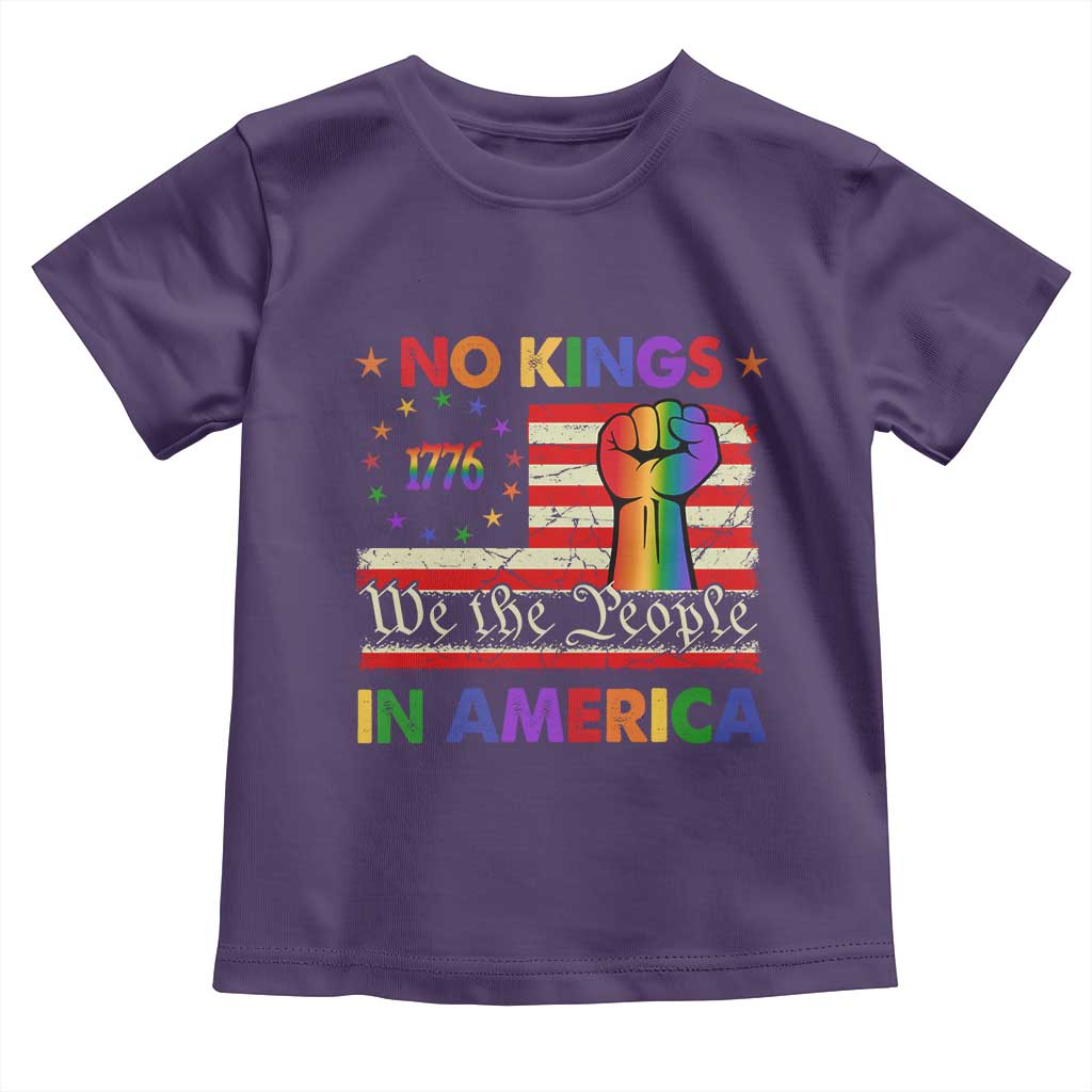 No Kings In America Rainbow Flag Toddler T Shirt TS02 Purple Print Your Wear