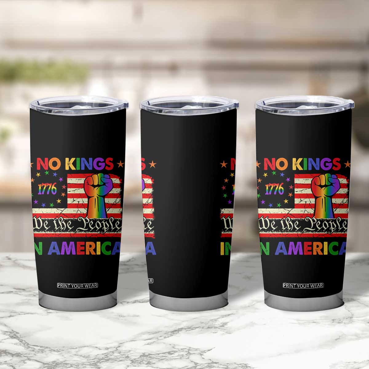 No Kings In America Rainbow Flag Tumbler Cup TS02 Print Your Wear