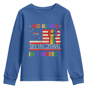 No Kings In America Rainbow Flag Youth Sweatshirt TS02 Royal Blue Print Your Wear