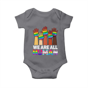 We Are All Human Rainbow Hands Baby Onesie LGBTQ+ Unity Equality Pride Month TS02 Charcoal Print Your Wear
