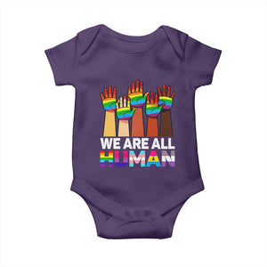 We Are All Human Rainbow Hands Baby Onesie LGBTQ+ Unity Equality Pride Month TS02 Purple Print Your Wear
