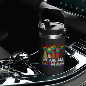We Are All Human Rainbow Hands Flip Straw Tumbler LGBTQ+ Unity Equality Pride Month TS02 Print Your Wear